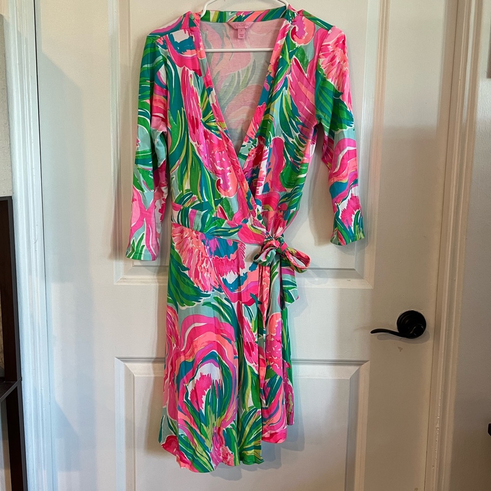 Lilly Pulitzer Pink and Green Midi Dress
